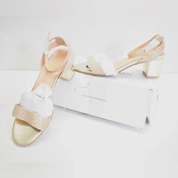 New In Box Dream Pairs Carnival Ankle Strap Heel Gold Glitter Womens US Size 7 - Picture 2 of 10
